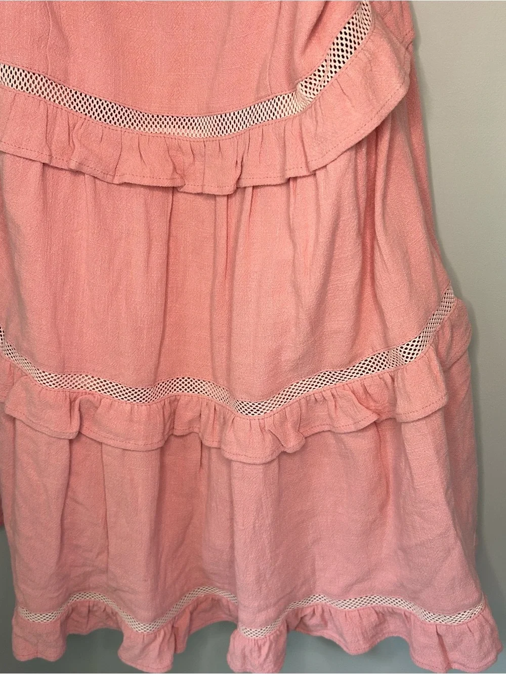 Hem & Thread Tiered Ruffle Tie Strap Layers Pink Small - Picture 6 of 10